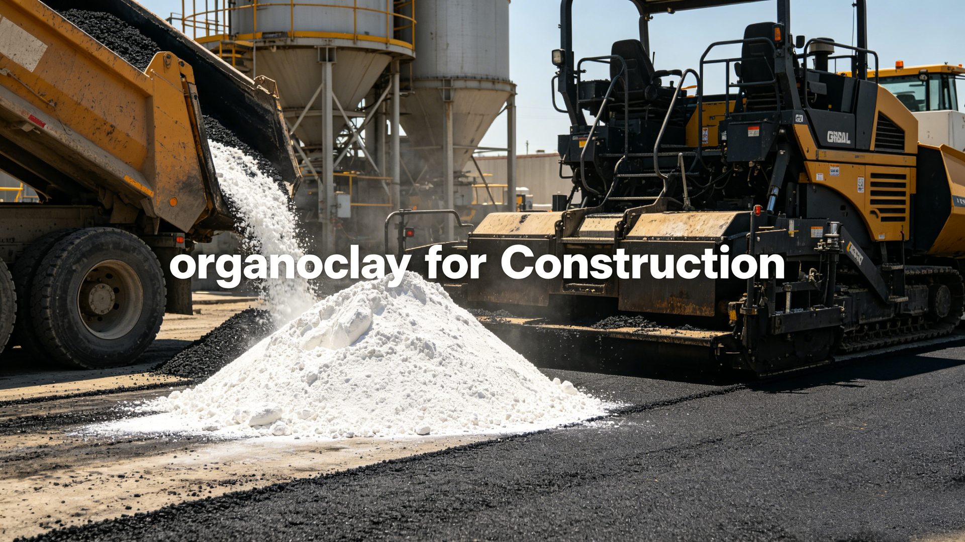 Organoclay for construction and asphalt modification — organophilic clay powder with asphalt paving equipment