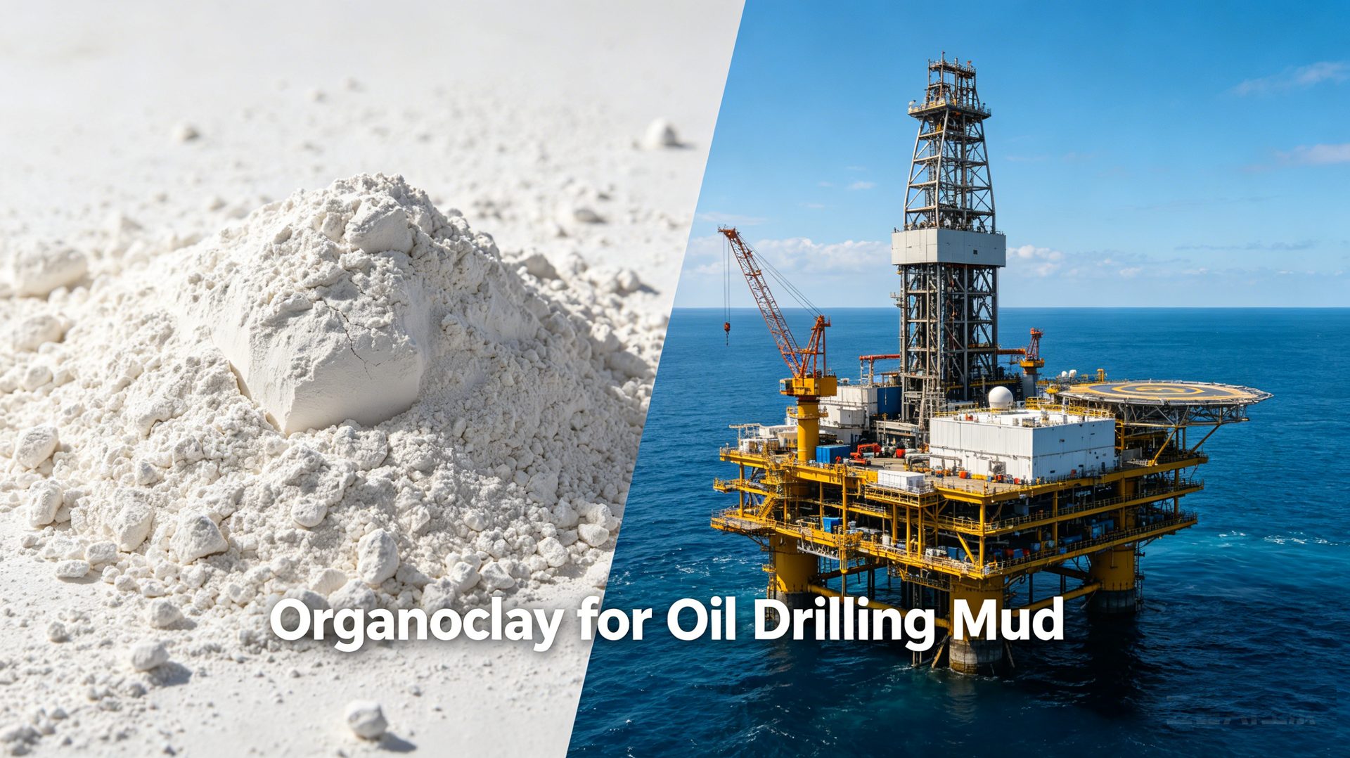 Organoclay viscosifier for oil-based drilling mud — organophilic clay powder and offshore drilling rig