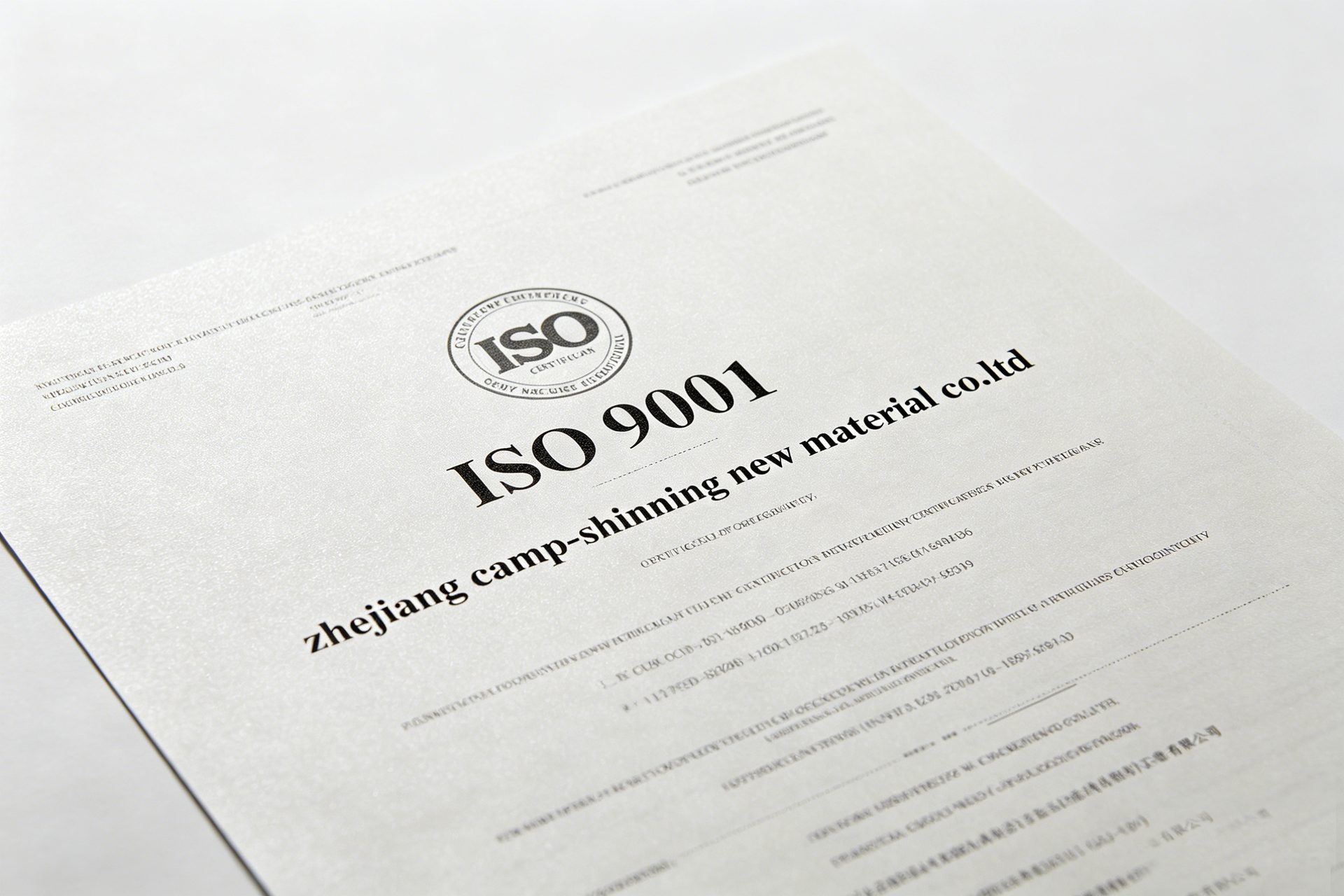 ISO 9001:2015 quality management certification — Zhejiang Camp-Shinning New Material Co., Ltd. organoclay manufacturer