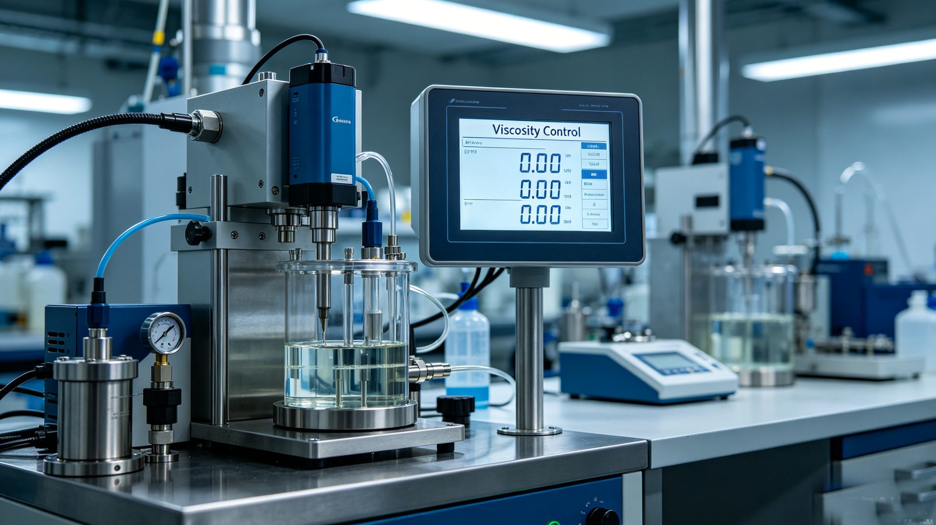 Organoclay viscosity control — precision rheology measurement equipment in industrial laboratory