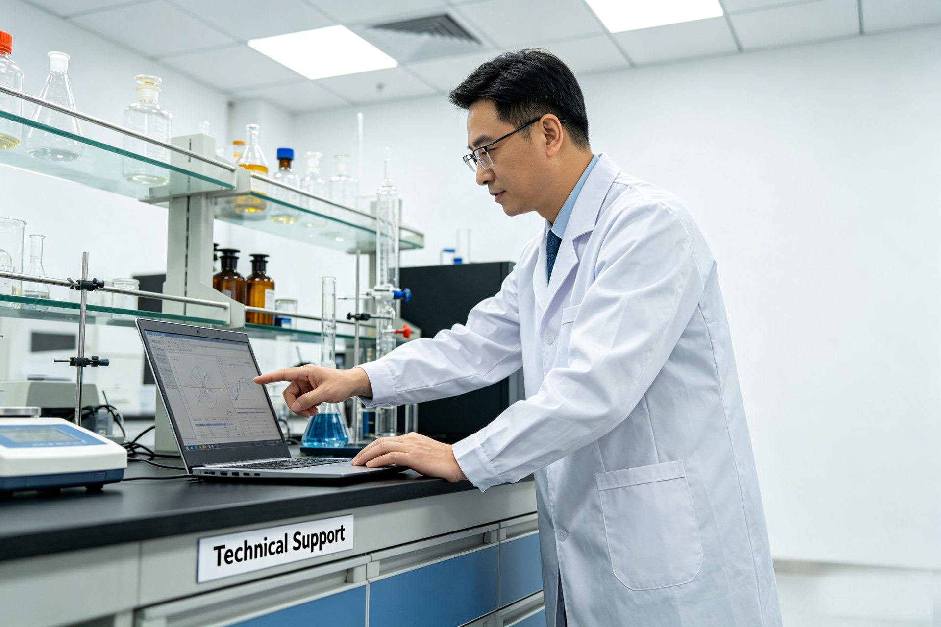 CP Organoclay technical support engineer providing formulation assistance in modern laboratory